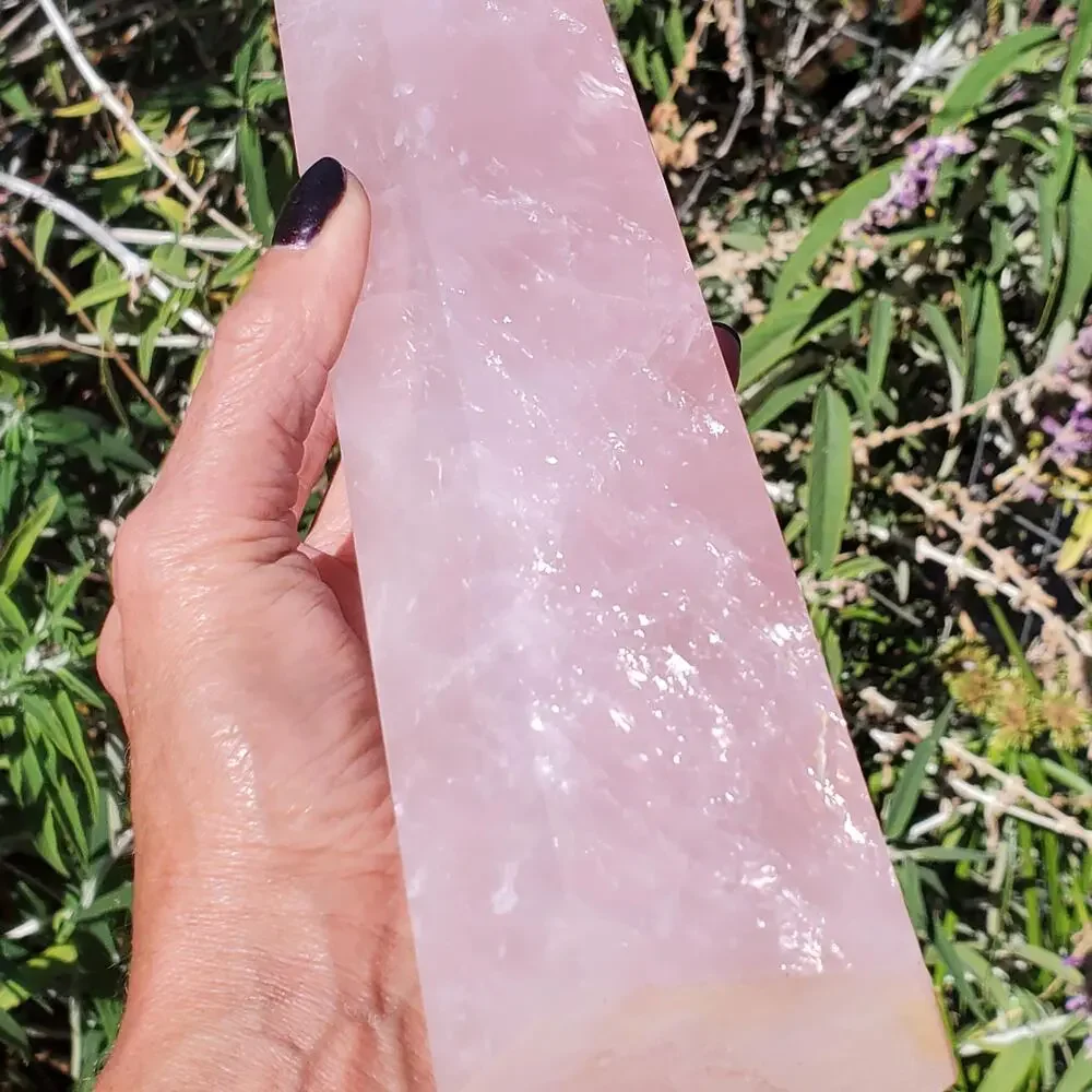 XL Rose Quartz Large Deep Pink Flashy Crystal Tower 1610 grams